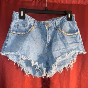 Cotton On light wash mid rise denim shorts